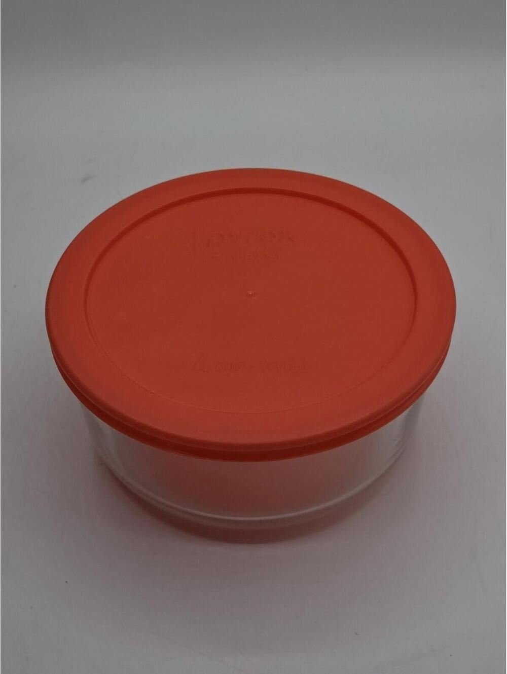 Vintage Pyrex 7201 Glass Storage Bowl with Red Lid | 4 Cup 950ml | Made in USA